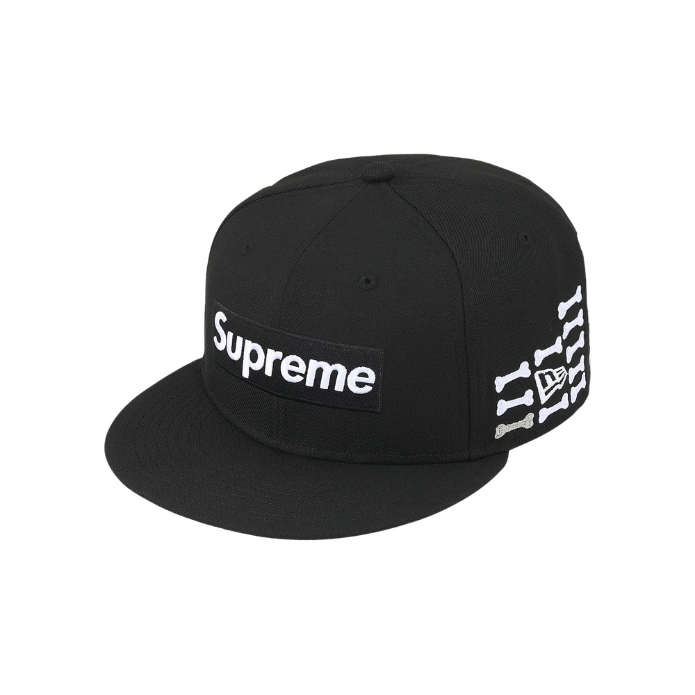 帽子 Supreme Bones Box Logo New Era Black Supreme Bones Box Logo New Era 59Fifty Cap Black - SS25 - US