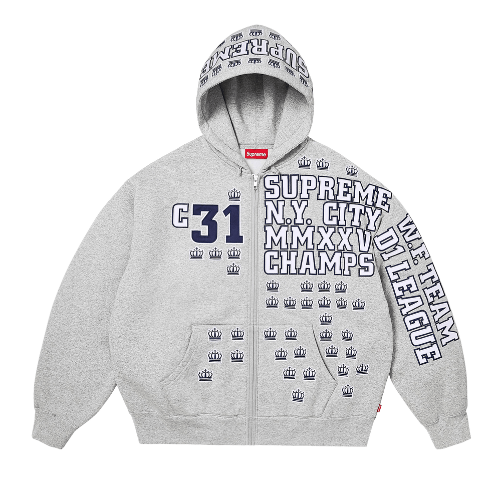 Buy Supreme League Champs Zip Up Hooded Sweatshirt 'Heather
