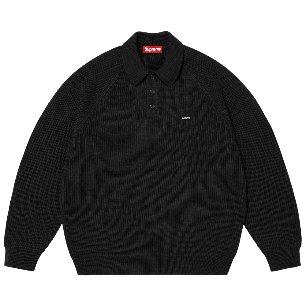 トップス supreme small box polo sweater NAVY M Buy Supreme Small Box Polo Sweater 'Black' - FW25SK37 BLACK | GOAT