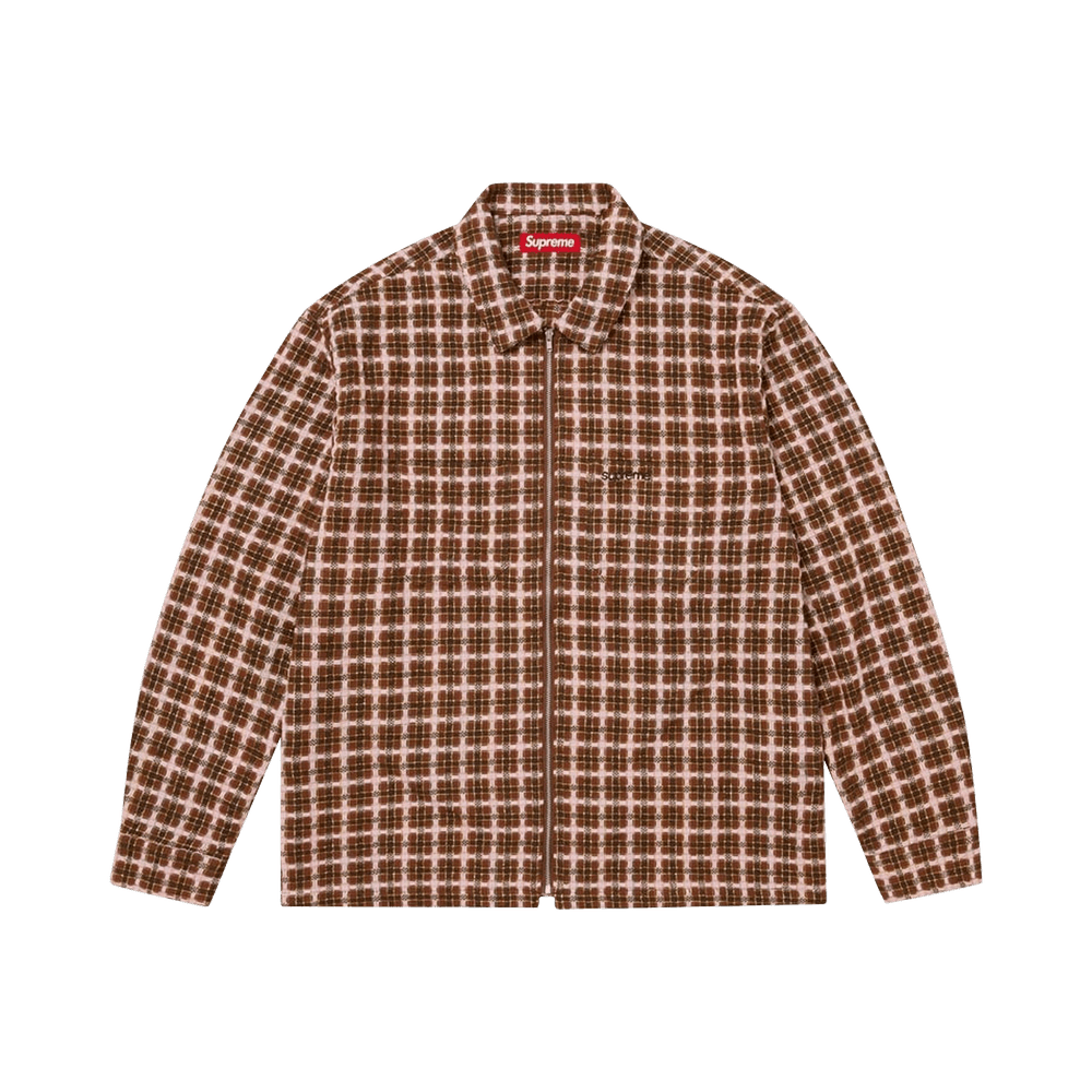Buy Supreme Metallic Plaid Zip Up Shirt 'Brown' - FW25S24 BROWN | GOAT