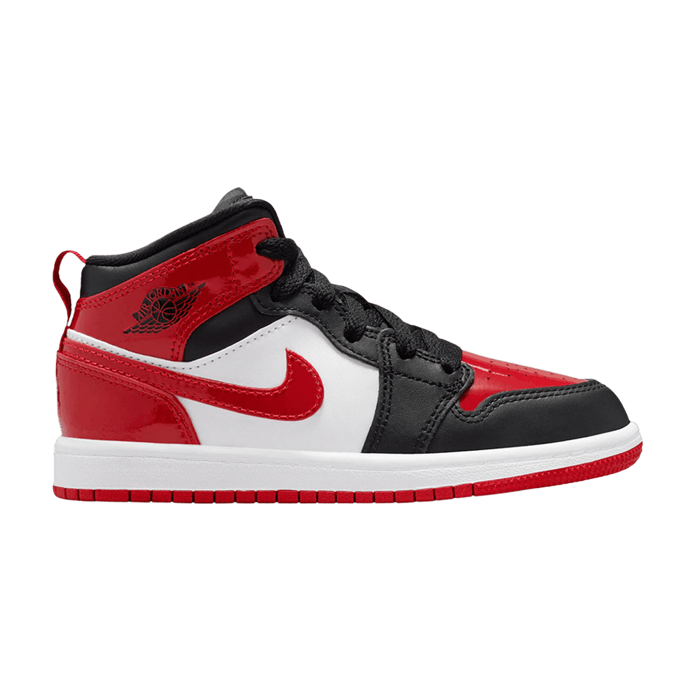 Air Jordan 1 Mid SE Ps Patent Bred Toe