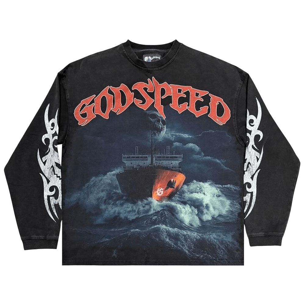 Buy Godspeed Sea Sick Long-Sleeve T-Shirt 'Black Wash' - 11652