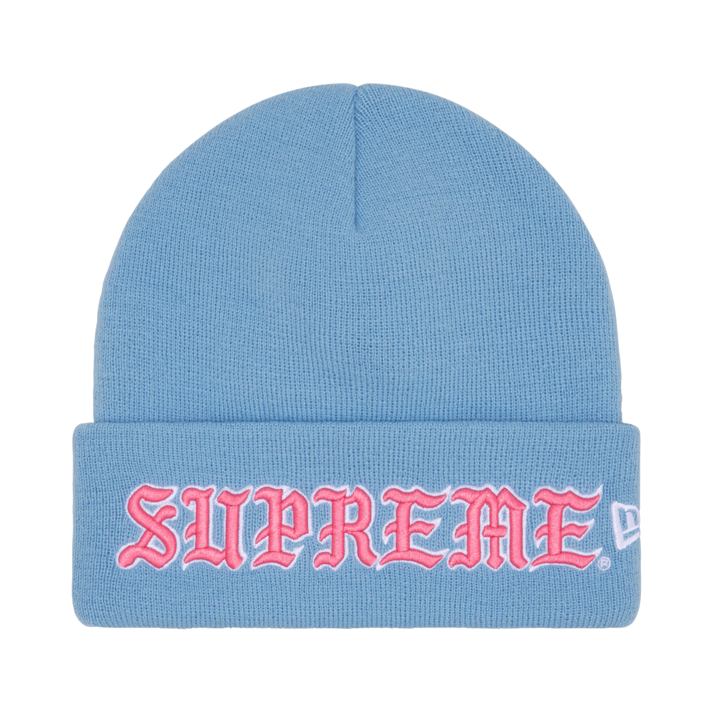 Buy Supreme New Era Old English Beanie 'Light Blue' - FW25BN65