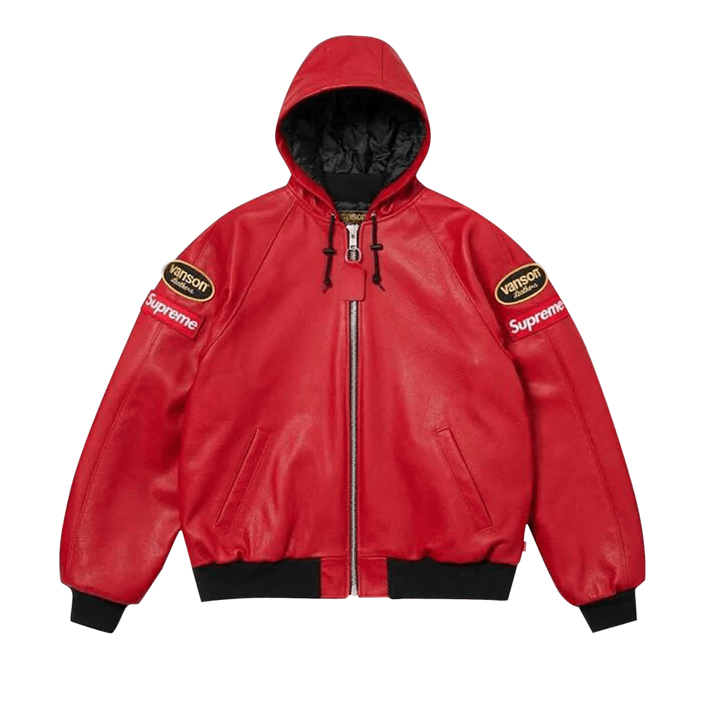 Buy Supreme x Vanson Leather Hooded Work Jacket 'Red' - FW24J55