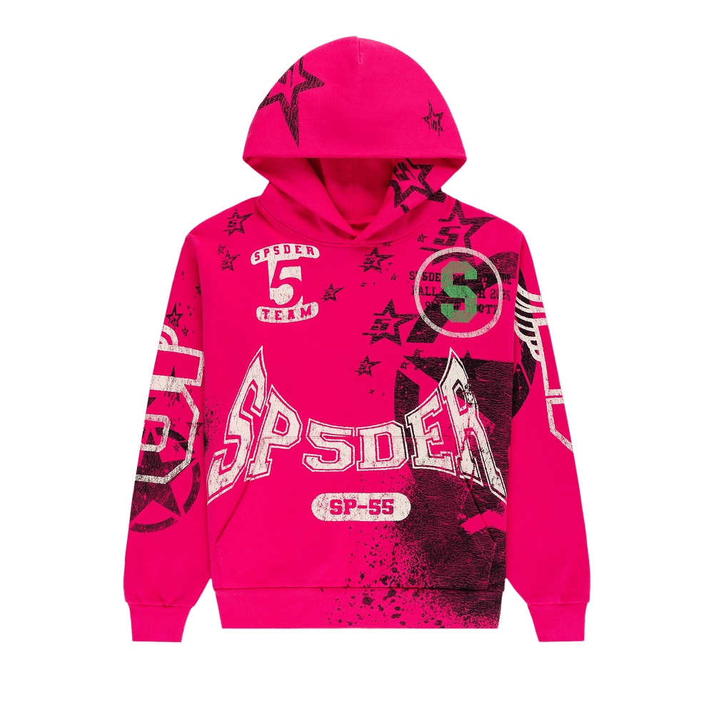 Buy Sp5der Stencil Hoodie 'Pink' - 02406 1FW2504SSHP PINK | GOAT