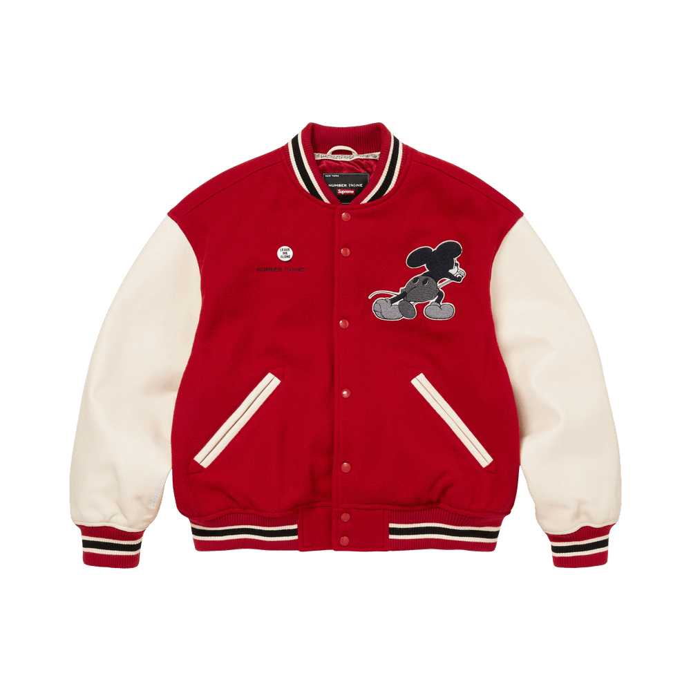 ジャケット・アウター Supreme x Number (N)ine x Mickey Mouse Buy Supreme x Number (N)Ine x Mickey Mouse Varsity Jacket 'Red