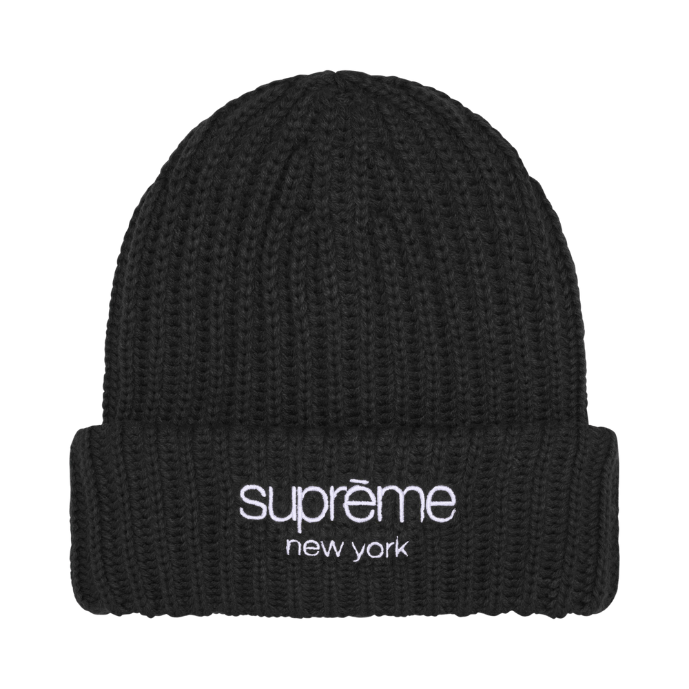 Buy Supreme Chunky Rib Classic Logo Beanie 'Black' - FW25BN42