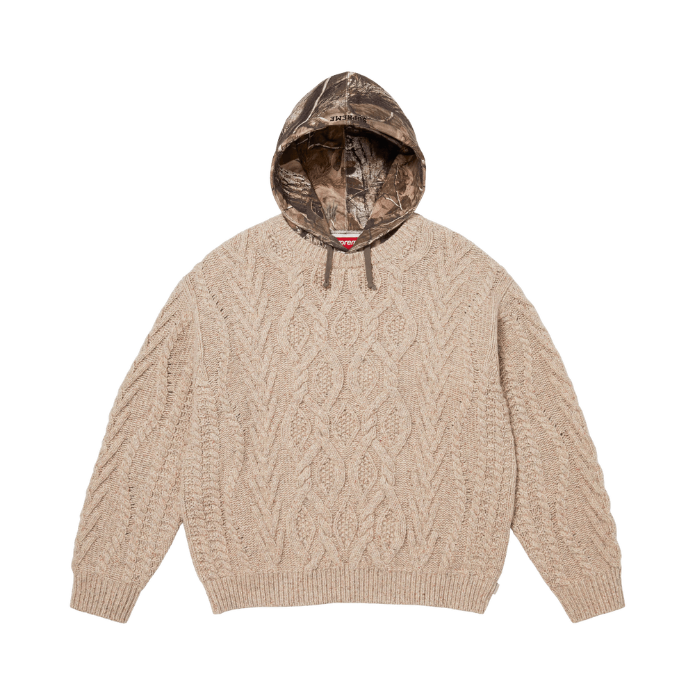 Buy Supreme Cable Hooded Sweater 'Oatmeal' - FW25SK7 OATMEAL | GOAT