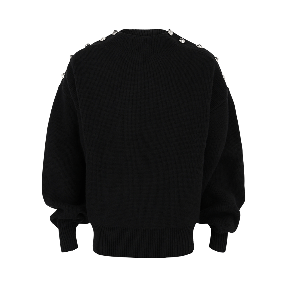 Buy Ferragamo Cable Knit Metal Button Sweater 'Black' - 122190