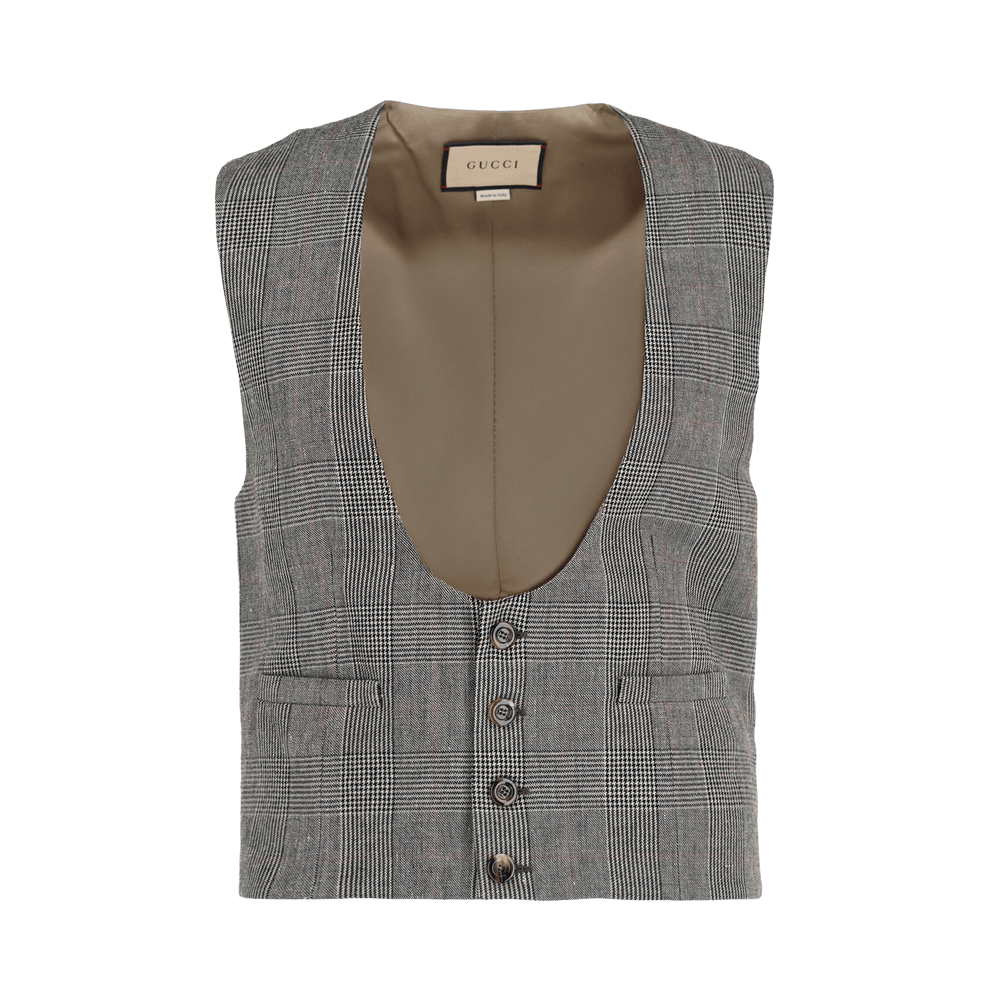 Buy Gucci Wool Blend Plaid Vest 'Grey/Beige' - 685878 ZAILY 1136