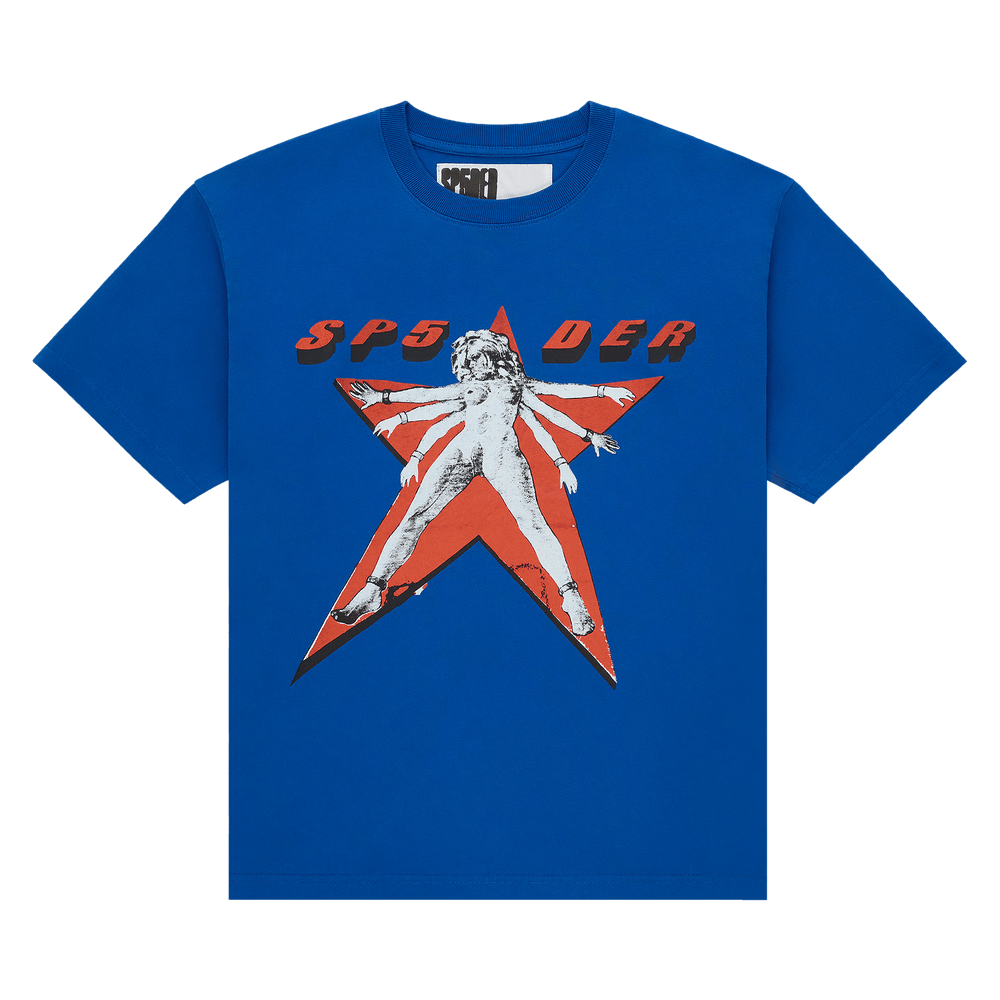 Buy Sp5der Star Girl Tee 'Blue' - TE008FW25BLU | GOAT
