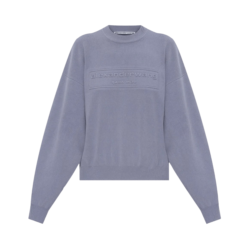 Buy Alexander Wang Embossed Logo Ribbed Pullover 'Lavender Grey