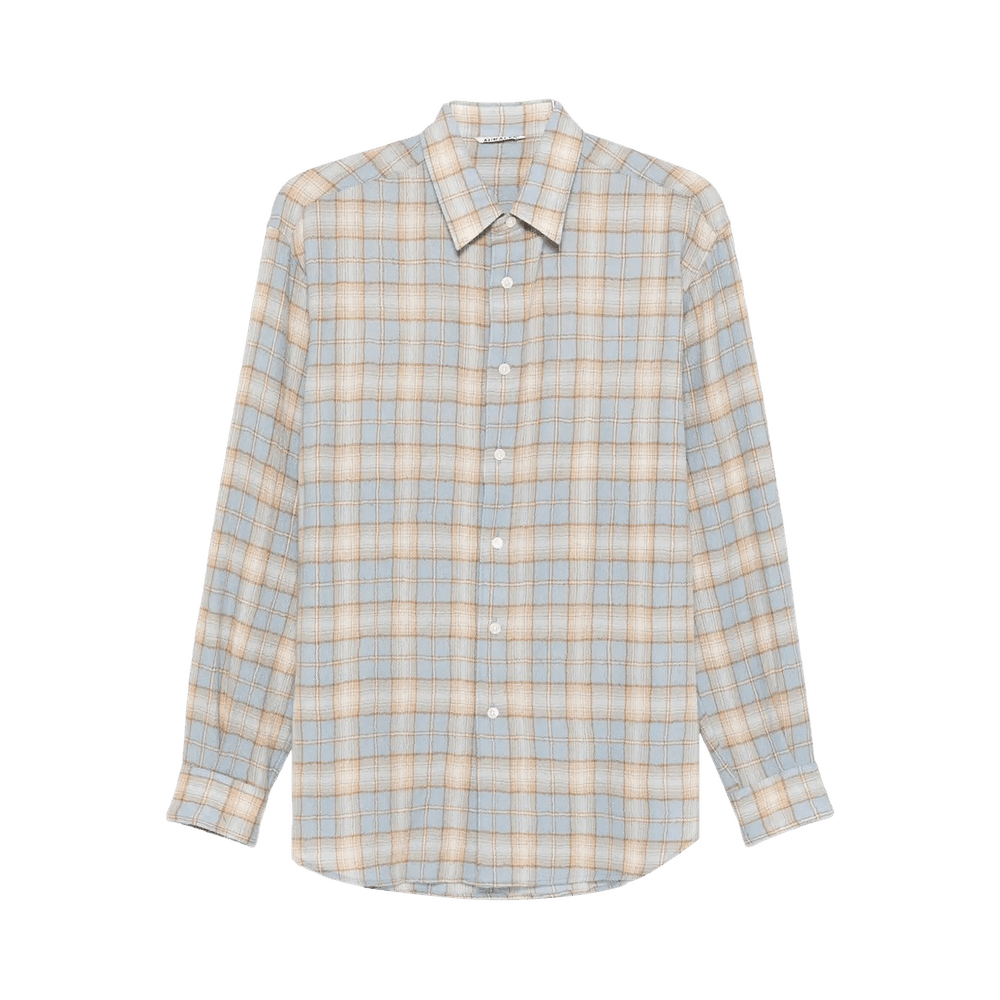 Buy Auralee Airy Wool Check Shirt 'Light Blue/Beige' - A25AS01WN