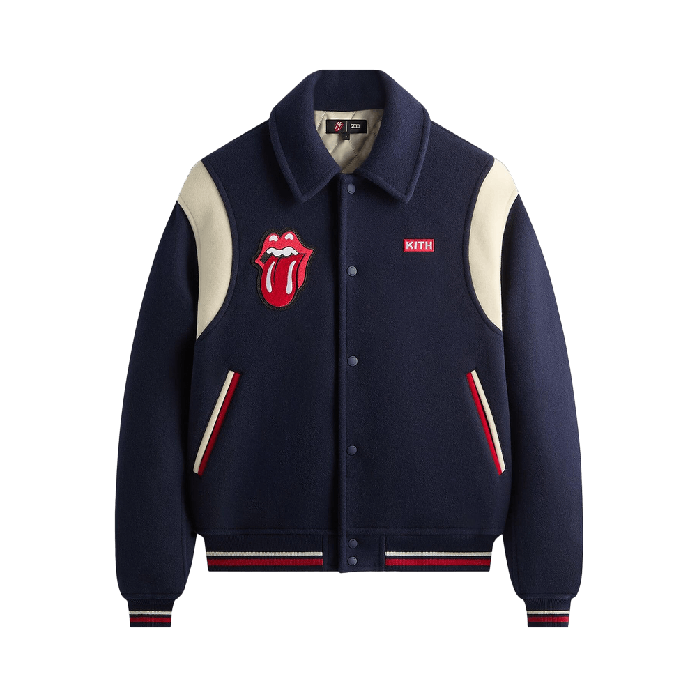 Kith rolling stones ジャケット Buy Kith For The Rolling Stones Wool Varsity Jacket 'Nocturnal