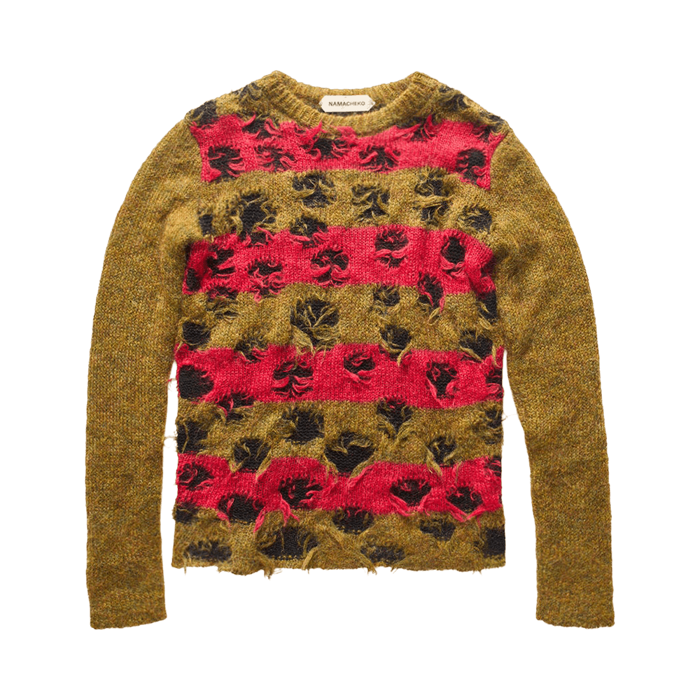 Buy Namacheko Double Layer Intarsia Crewneck Sweater 'Green Buy Namacheko Double Layer Intarsia Crewneck Sweater 'Green