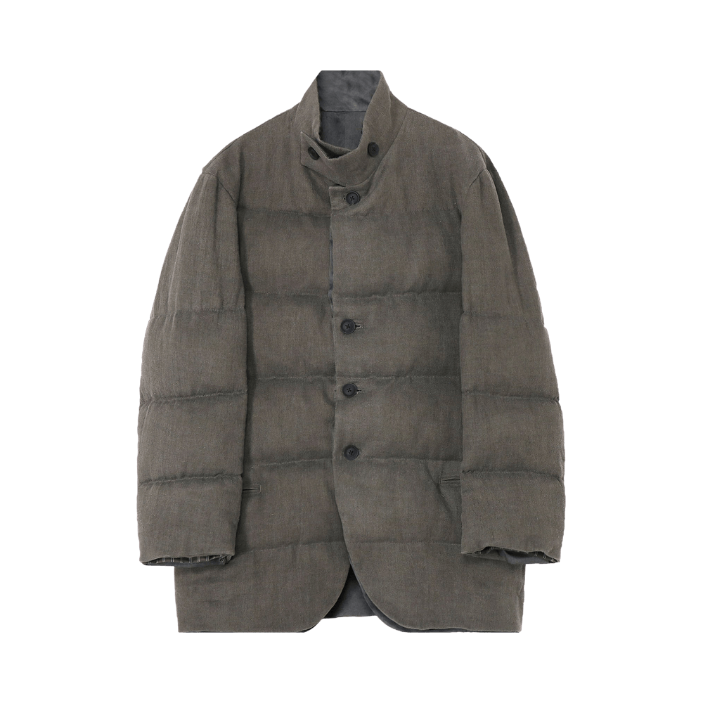Buy Yohji Yamamoto Pour Homme Horizontal Padded Stand Jacket 'Grey