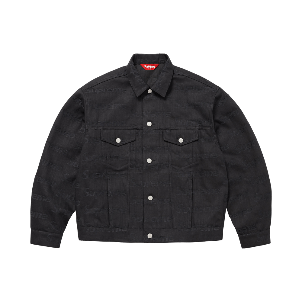 Buy Supreme Jacquard Logos Denim Trucker Jacket 'Black' - FW25J101