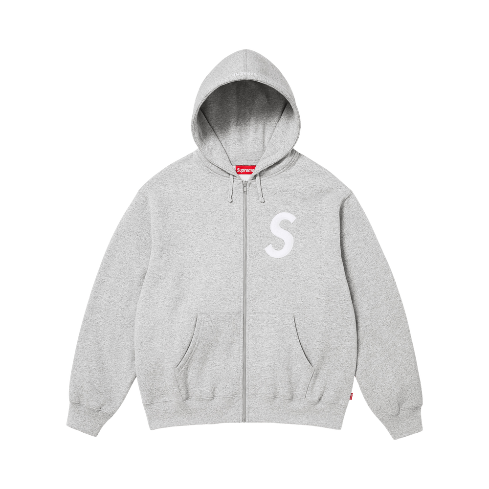 Buy Supreme S Logo Zip Up Hooded Sweatshirt 'Heather Grey
