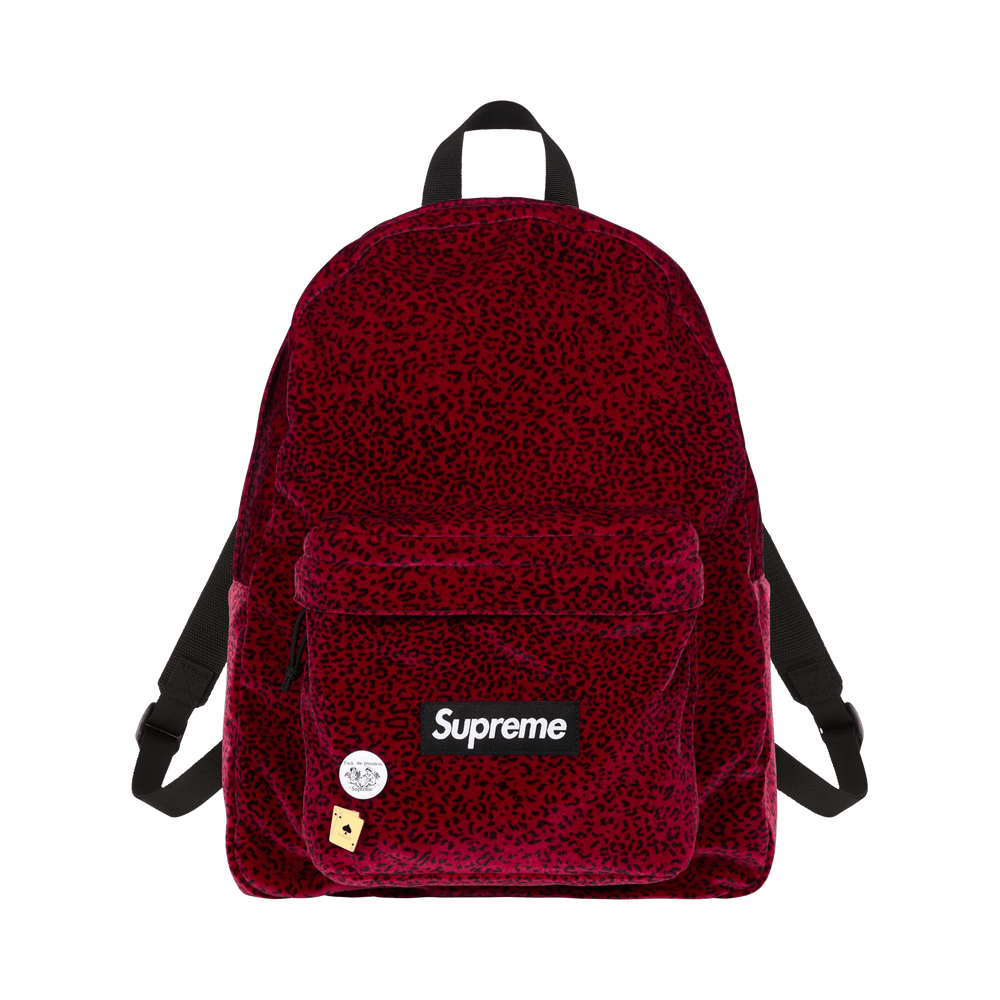 Buy Supreme Velvet Backpack 'Red Leopard' - FW25B8 RED LEOPARD | GOAT