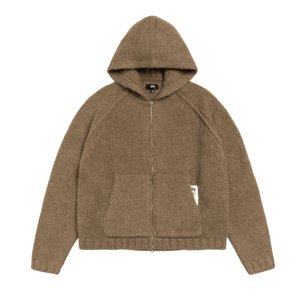 Buy Stussy Chunky Knit Zip Hoodie 'Fossil' - 117200 FOSS | GOAT