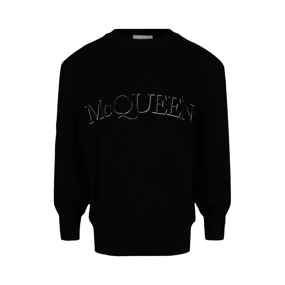Buy Alexander McQueen Logo Embroidered Sweater 'Black White