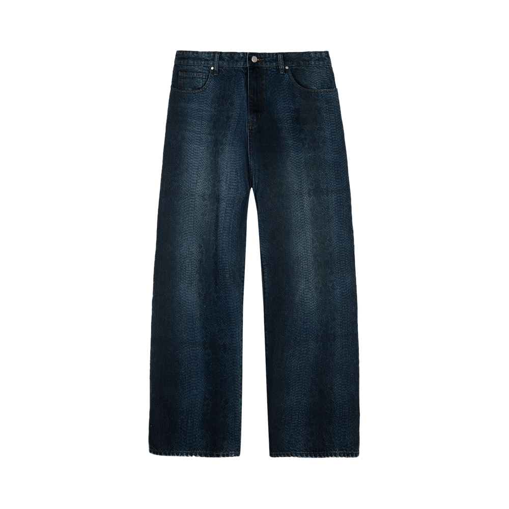 Buy Basketcase Gallery LAX Snakeskin Baggy Denim 'Dark Blue