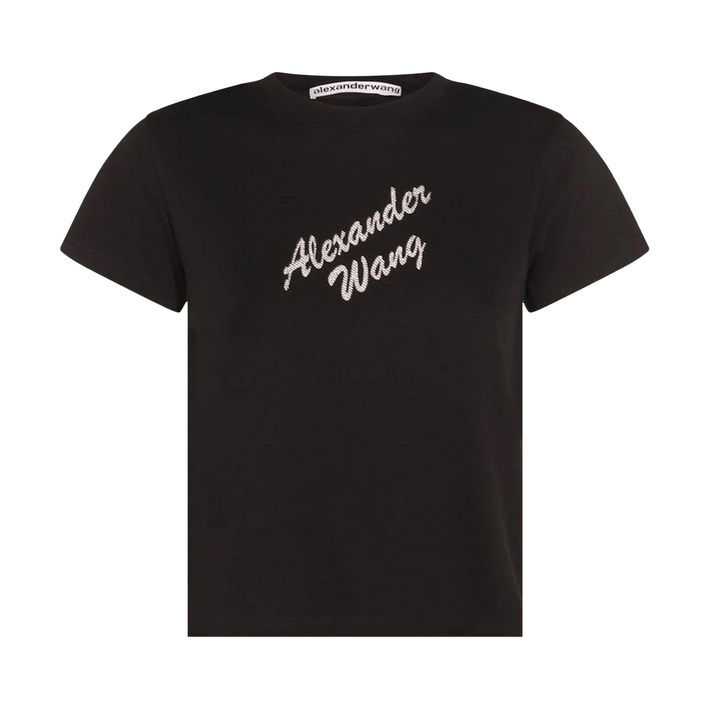 Buy Alexander Wang Shrunken Tee with Hotfix Logo 'Washed Black