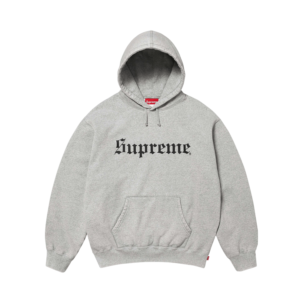 Buy Supreme Washed Old English Hooded Sweatshirt 'Heather Grey