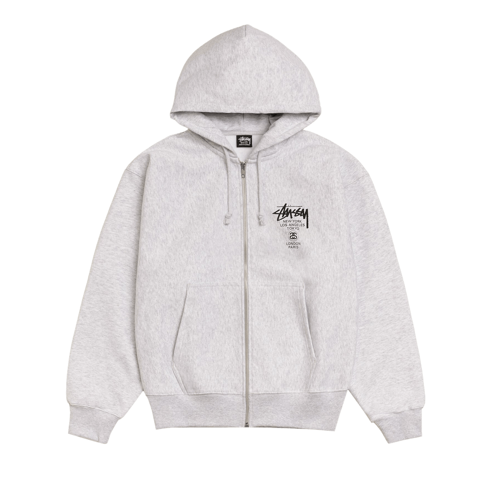 Buy Stussy World Tour Zip Hoodie 'Ash Heather' - 3973962 ASH | GOAT