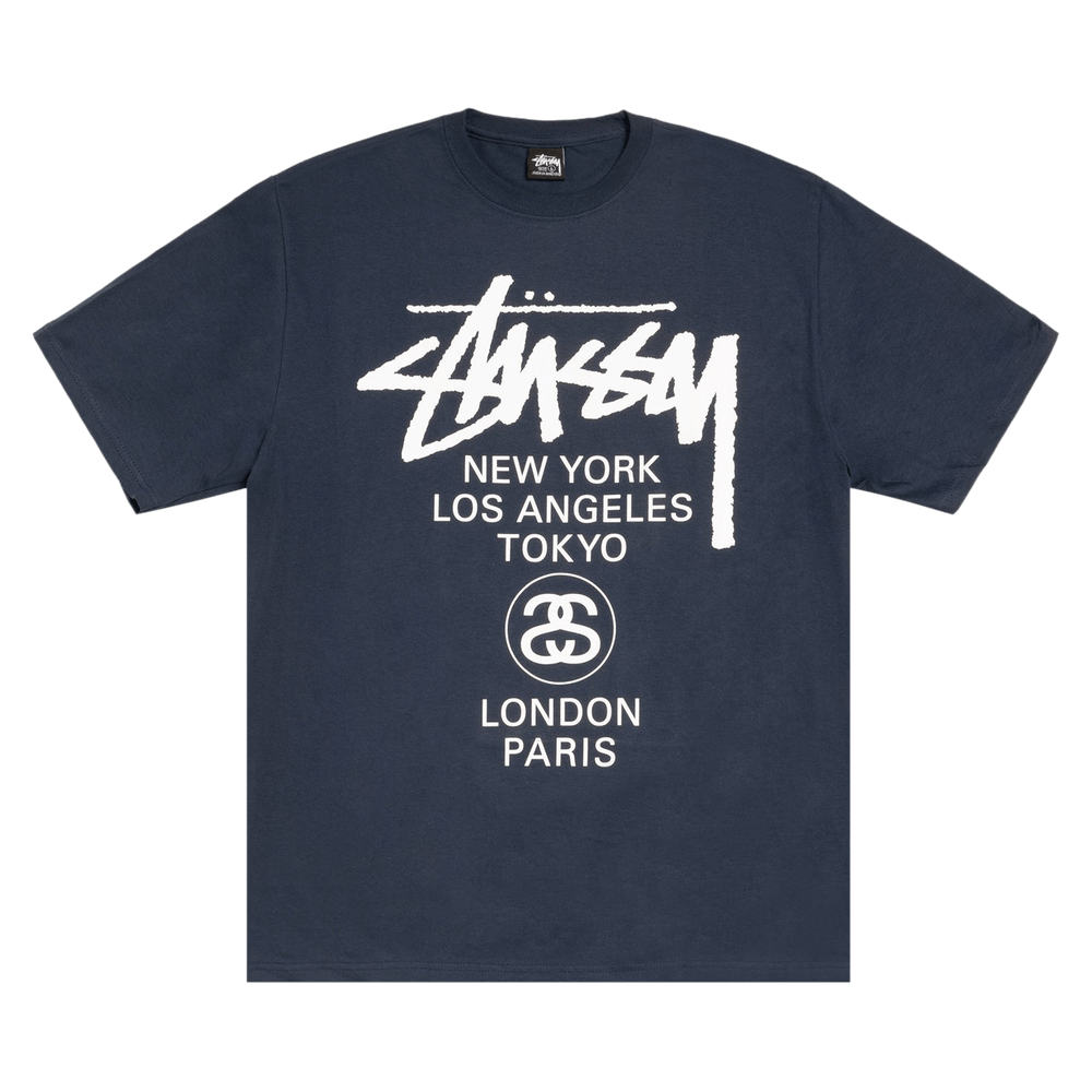 Buy Stussy World Tour Tee 'Navy' - 3903962 NAVY | GOAT
