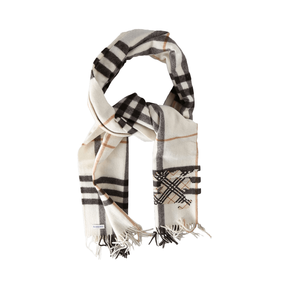 Buy Burberry Mu G Check Ekd X Stitch Scarf 'Pebble White