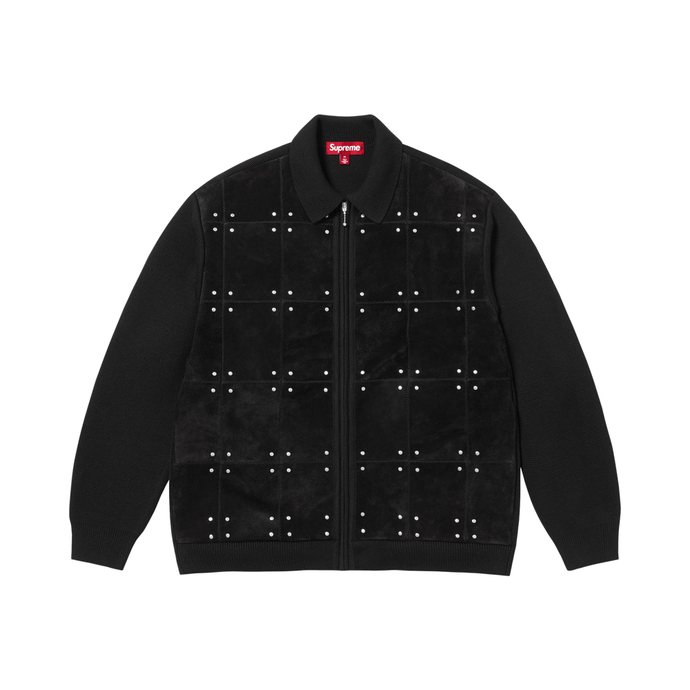 Supreme Studded Suede Zip Up Cardigan Black Price in India