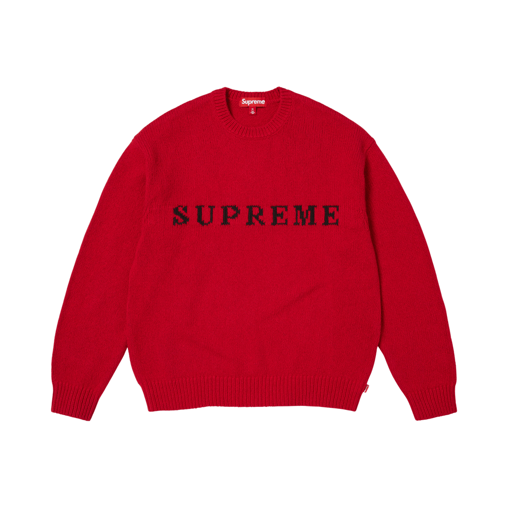 Buy Supreme Contrast Logo Sweater 'Red' - FW25SK51 RED | GOAT