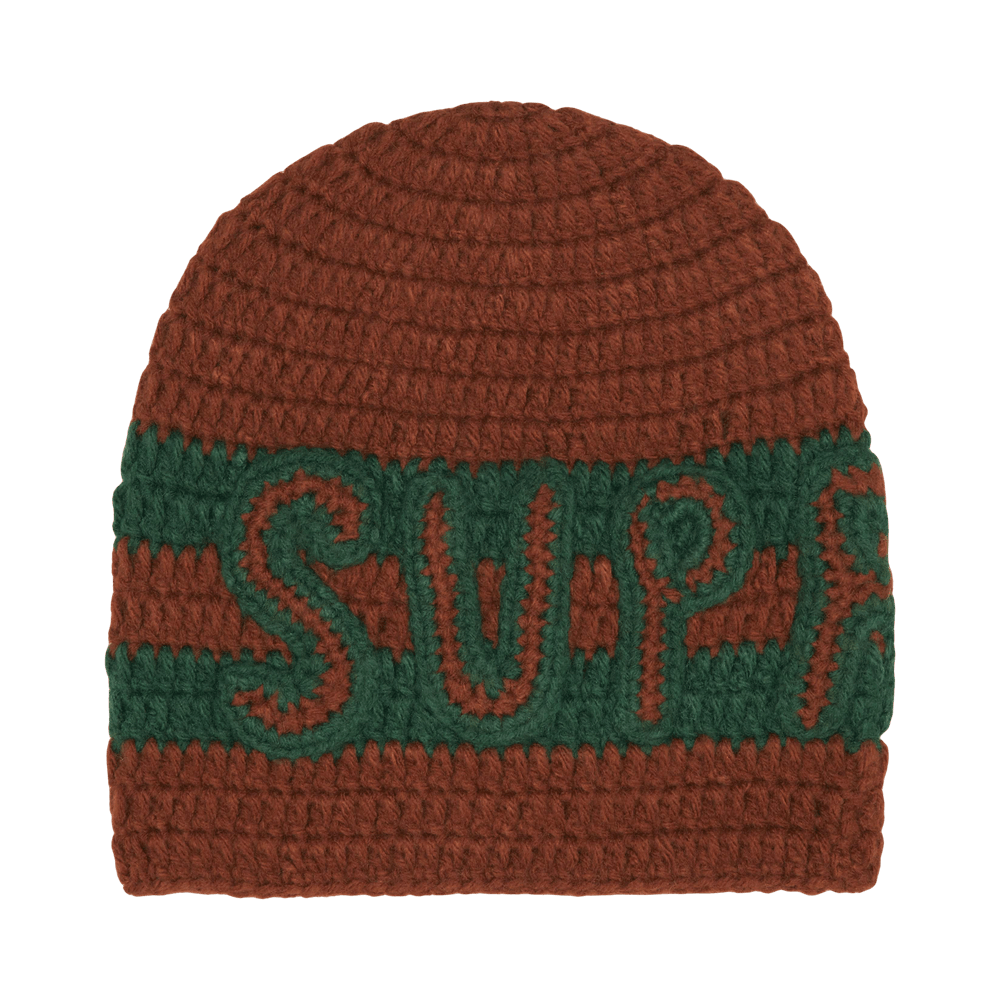 Buy Supreme Crochet Logo Beanie 'Brown' - FW25BN46 BROWN | GOAT