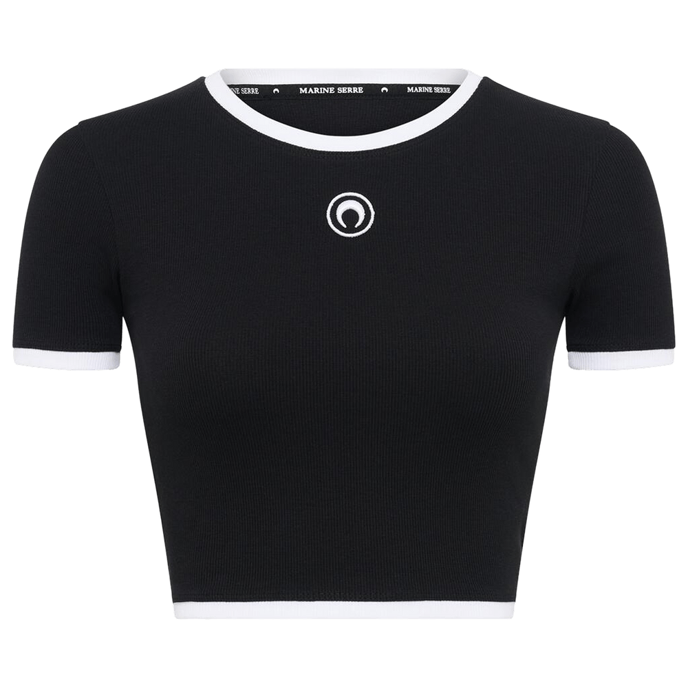 Buy Marine Serre Moon Logo Bicolor Cropped Top 'Black/White