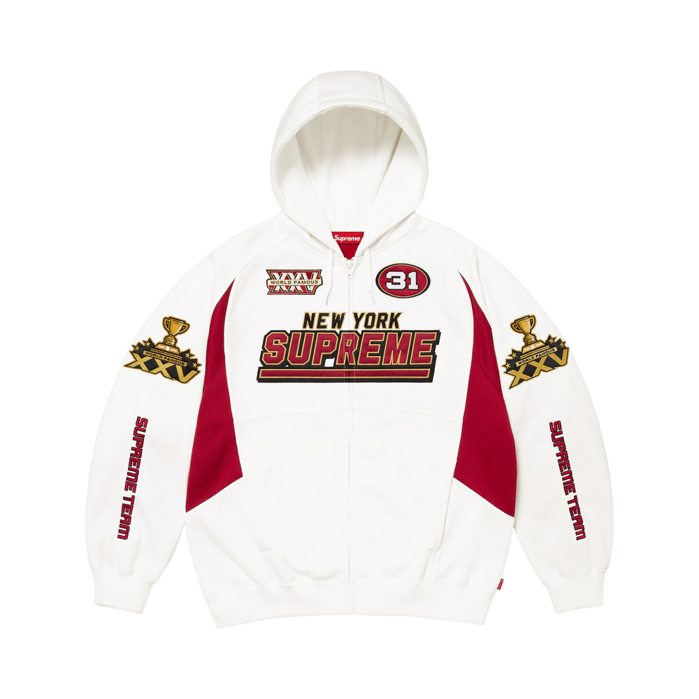 Supreme Football Zip Up Hooded 白 Supreme Football Zip Up Hooded Sweatshirt White Men's - SS24 - US