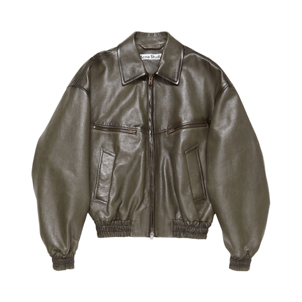 Buy Acne Studios Leather Jacket 'Vintage Green' - B70159 VINT | GOAT