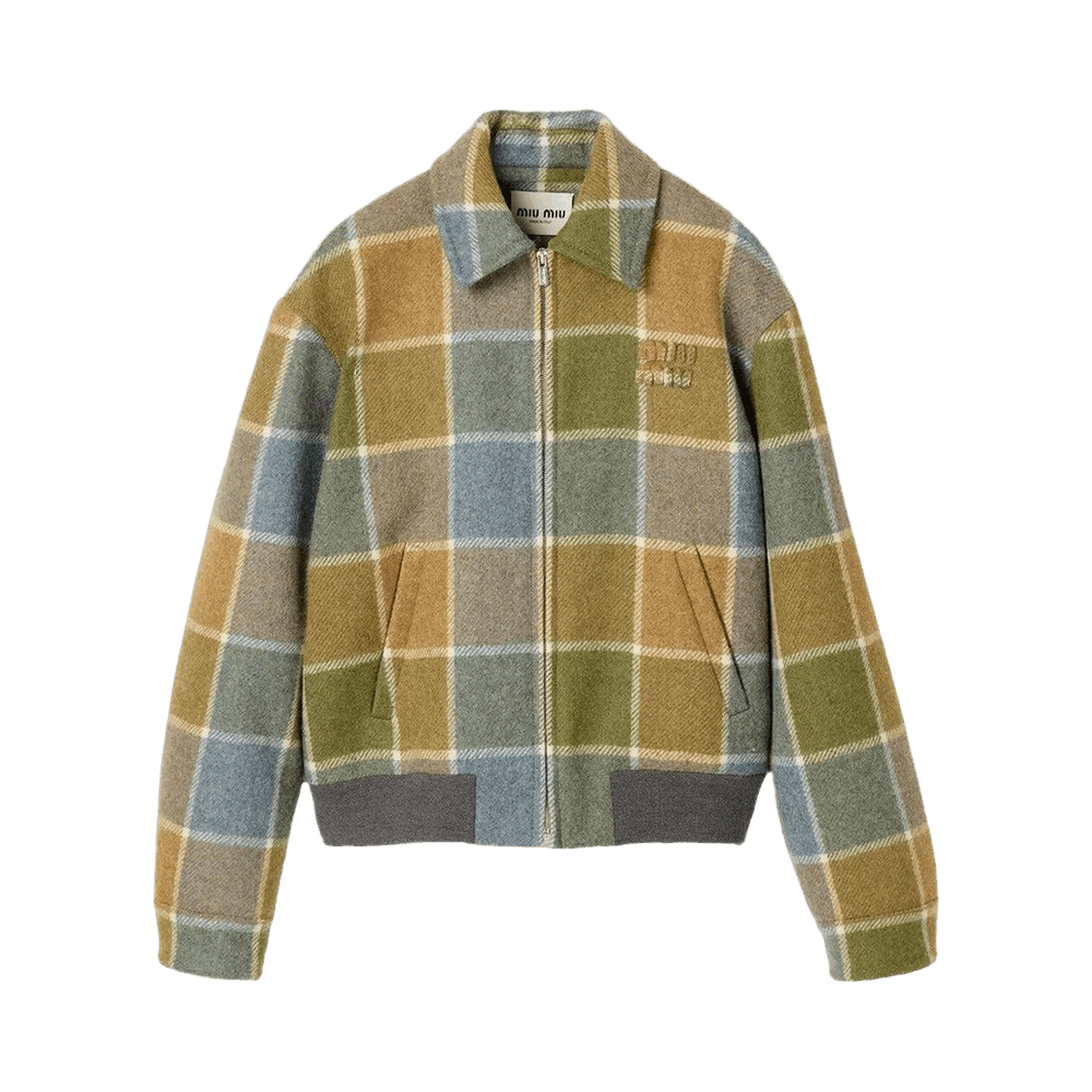 Buy Miu Miu Check Padded Jacket 'Camel/Aviator Blue' - ML1398 181N