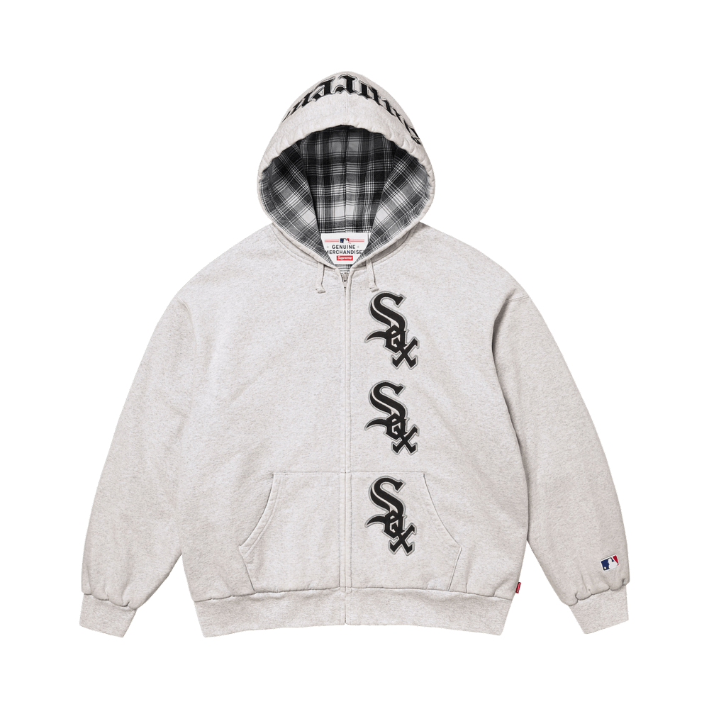 Buy Supreme x Chicago White Sox Zip Up Hooded Sweatshirt 'Ash Grey