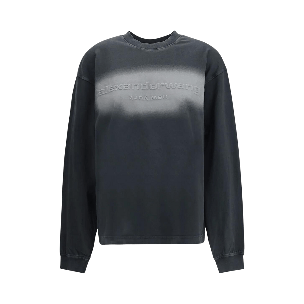 Buy Alexander Wang Emboss Logo Long-Sleeve Tee 'Washed Black