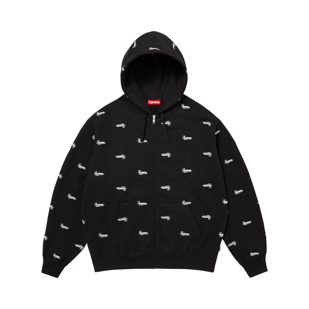Buy Supreme Repeat Script Zip Up Hooded Sweatshirt 'Black