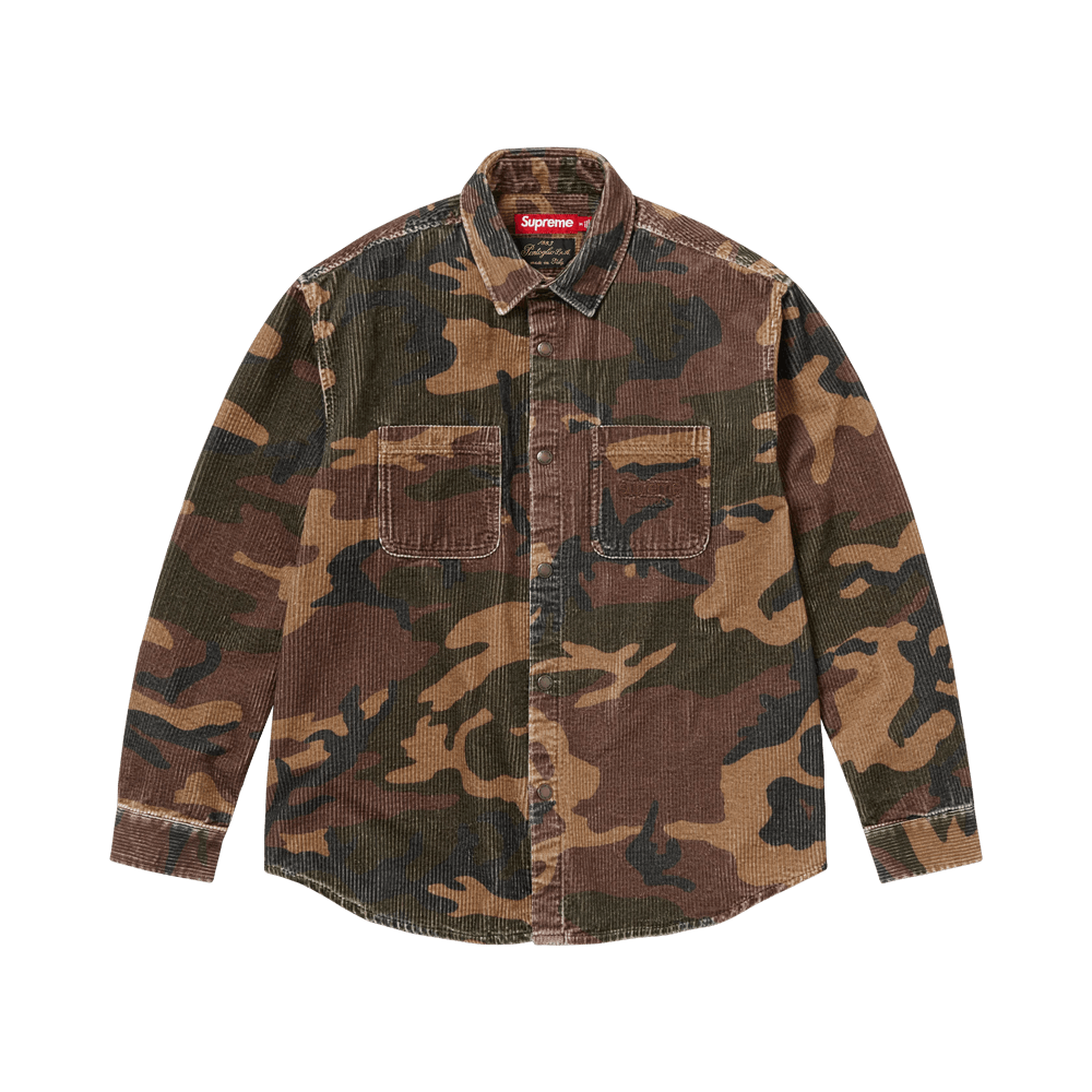 Buy Supreme Wide Wale Corduroy Snap Shirt 'Woodland Camo