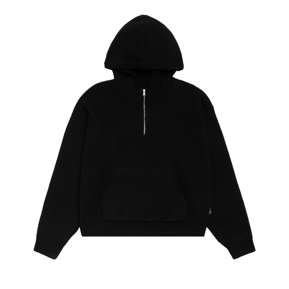 Buy Stussy Quarter Zip Knit Hoodie 'Black' - 117278 BLAC | GOAT