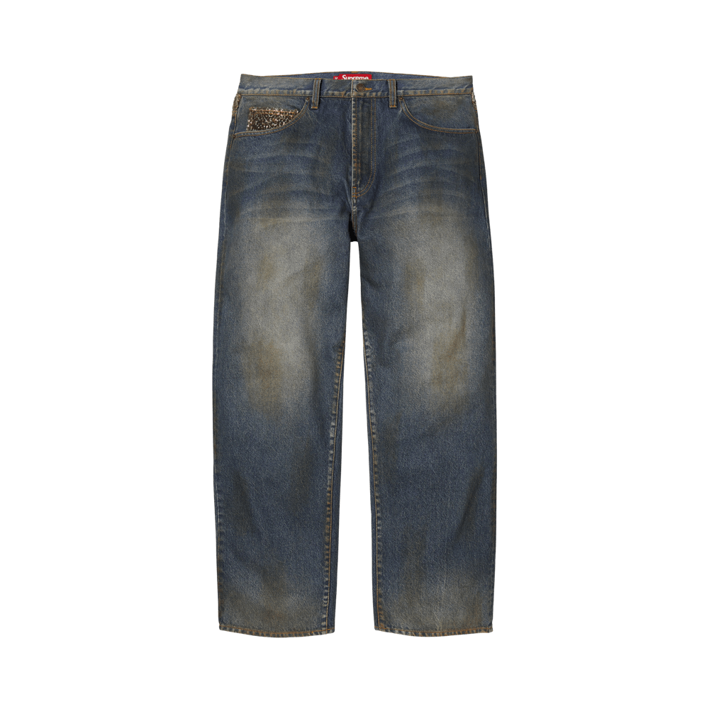 Buy Supreme Leopard Faux Fur Loose Fit Jean 'Washed Indigo