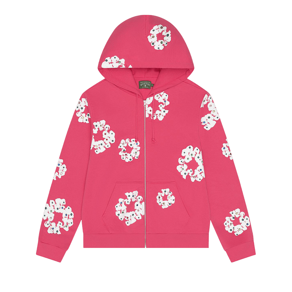 Buy Denim Tears Rhinestone Cotton Wreath Zip Hoodie 'Pink