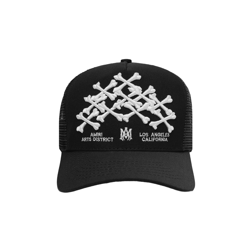Buy Amiri Bones Stacked Trucker Hat 'Black' - AMHATR1016 001 BLAC