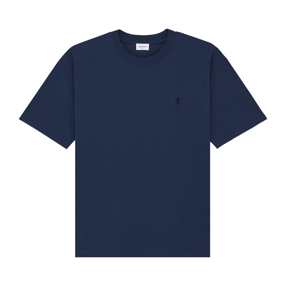 Buy Saint Laurent T-Shirt Bord Cassandre 'Bleu Mineral/Noir