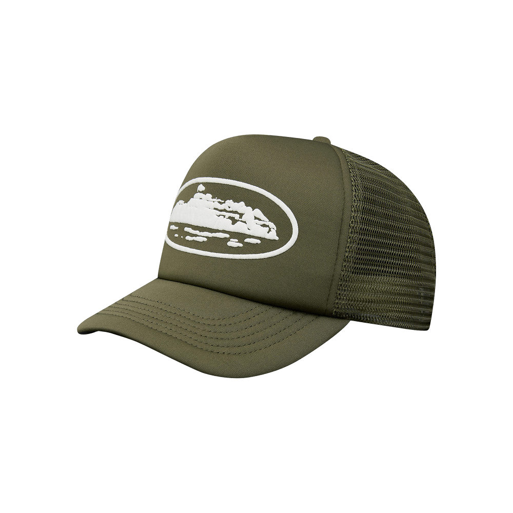 Buy Corteiz Island Puff Print Trucker Hat 'Olive' - CRTZ1004 180