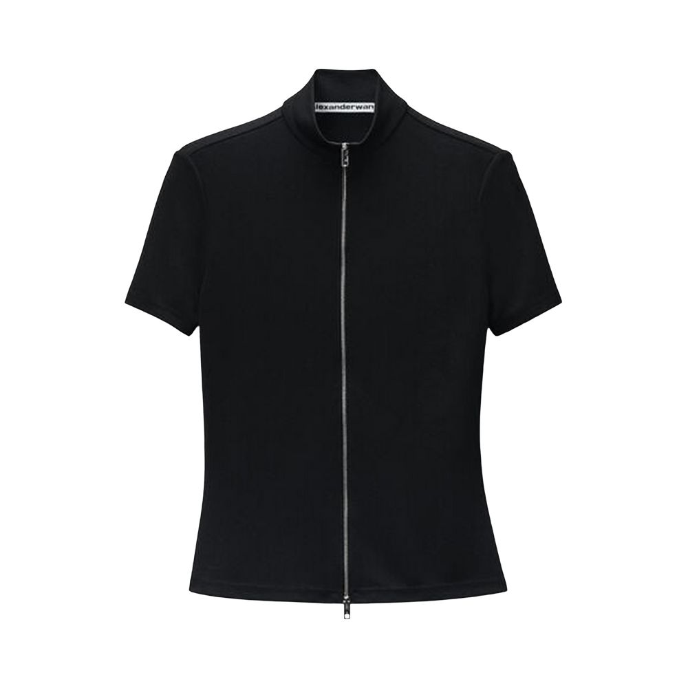 Buy Alexander Wang Mock Neck Short-Sleeve Rashguard Top 'Black