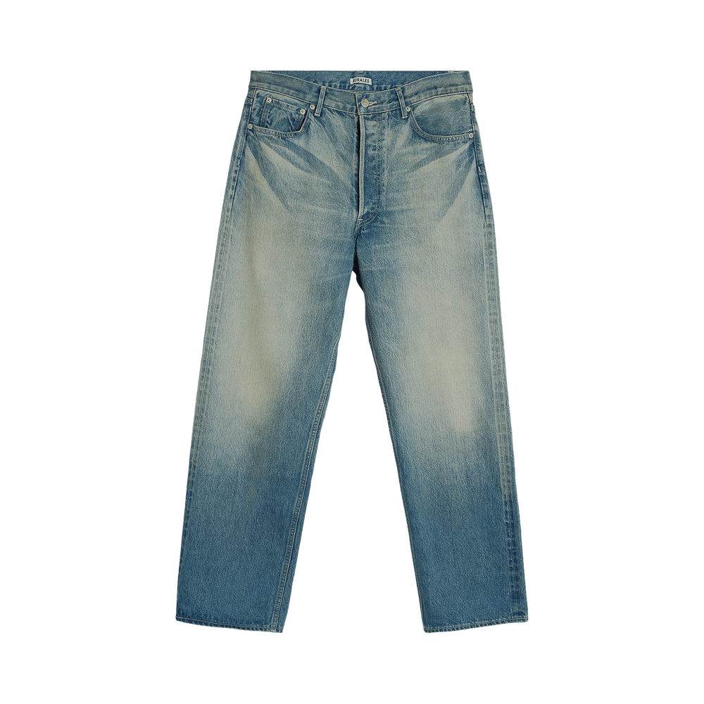 Buy Auralee Selvedge Faded Heavy Denim Wide Pants 'Faded Indigo